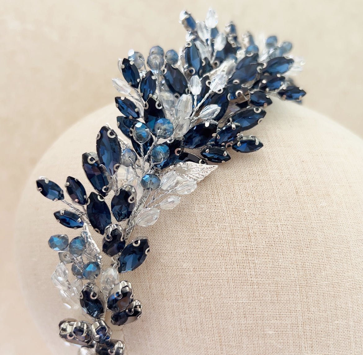 Navy blue bridal and occasion headpiece - Petal & Pearl