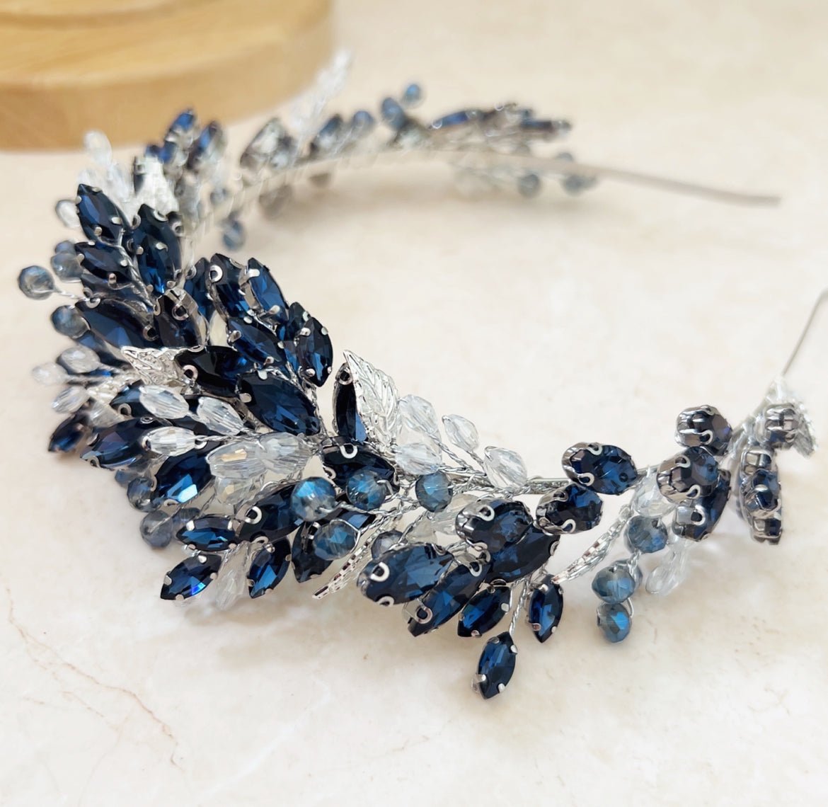 Navy blue bridal and occasion headpiece - Petal & Pearl