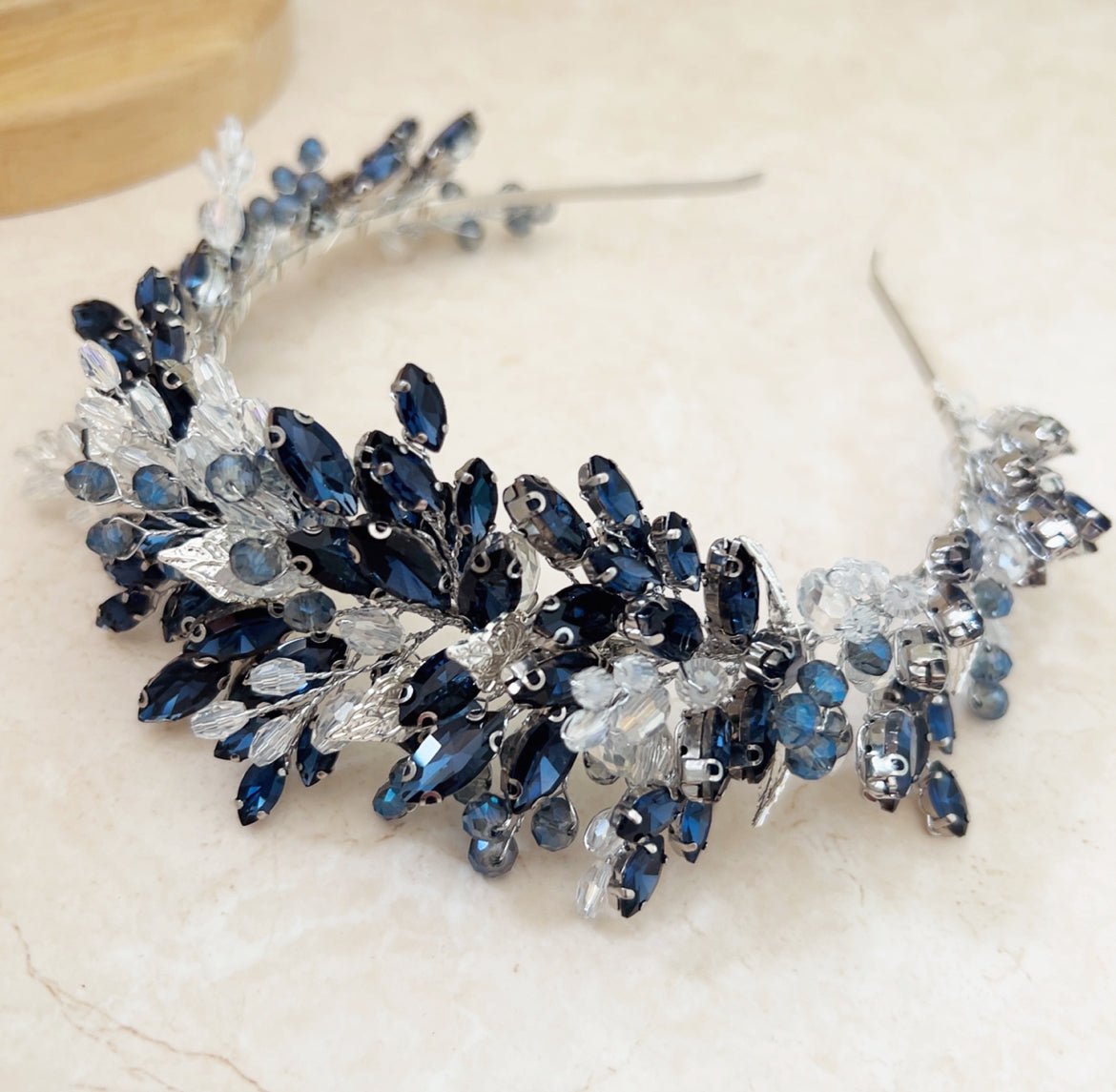 Navy blue bridal and occasion headpiece - Petal & Pearl