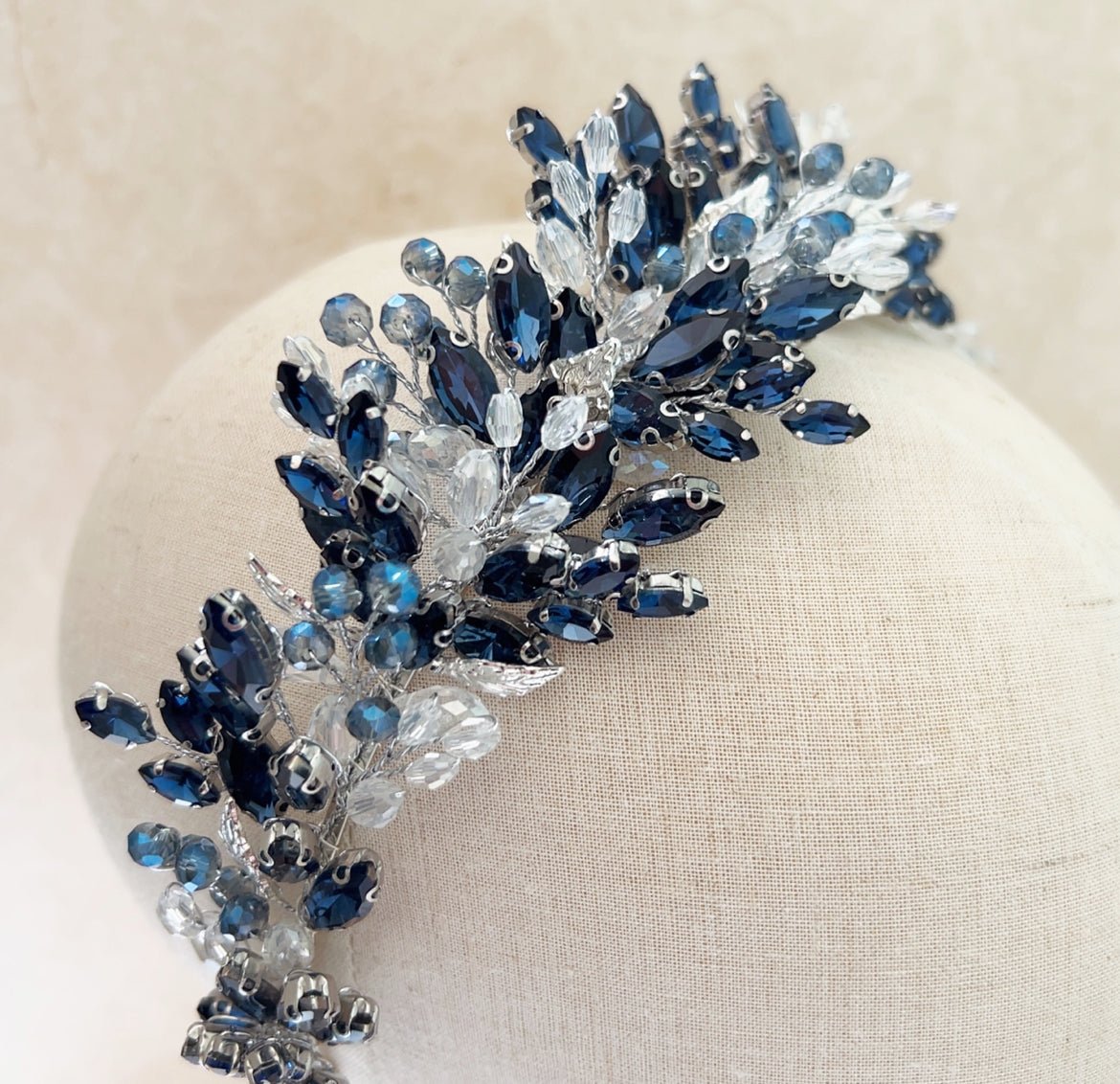 Navy blue bridal and occasion headpiece - Petal & Pearl