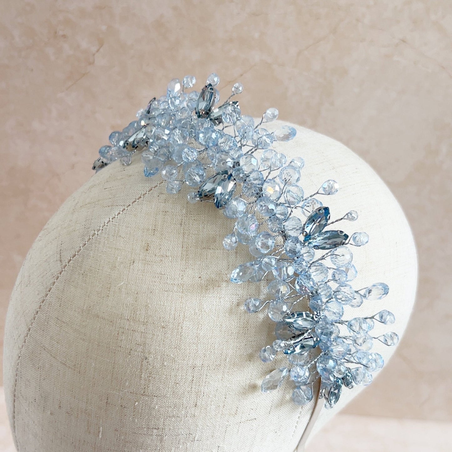 Pale blue crystal headband - Petal & Pearl