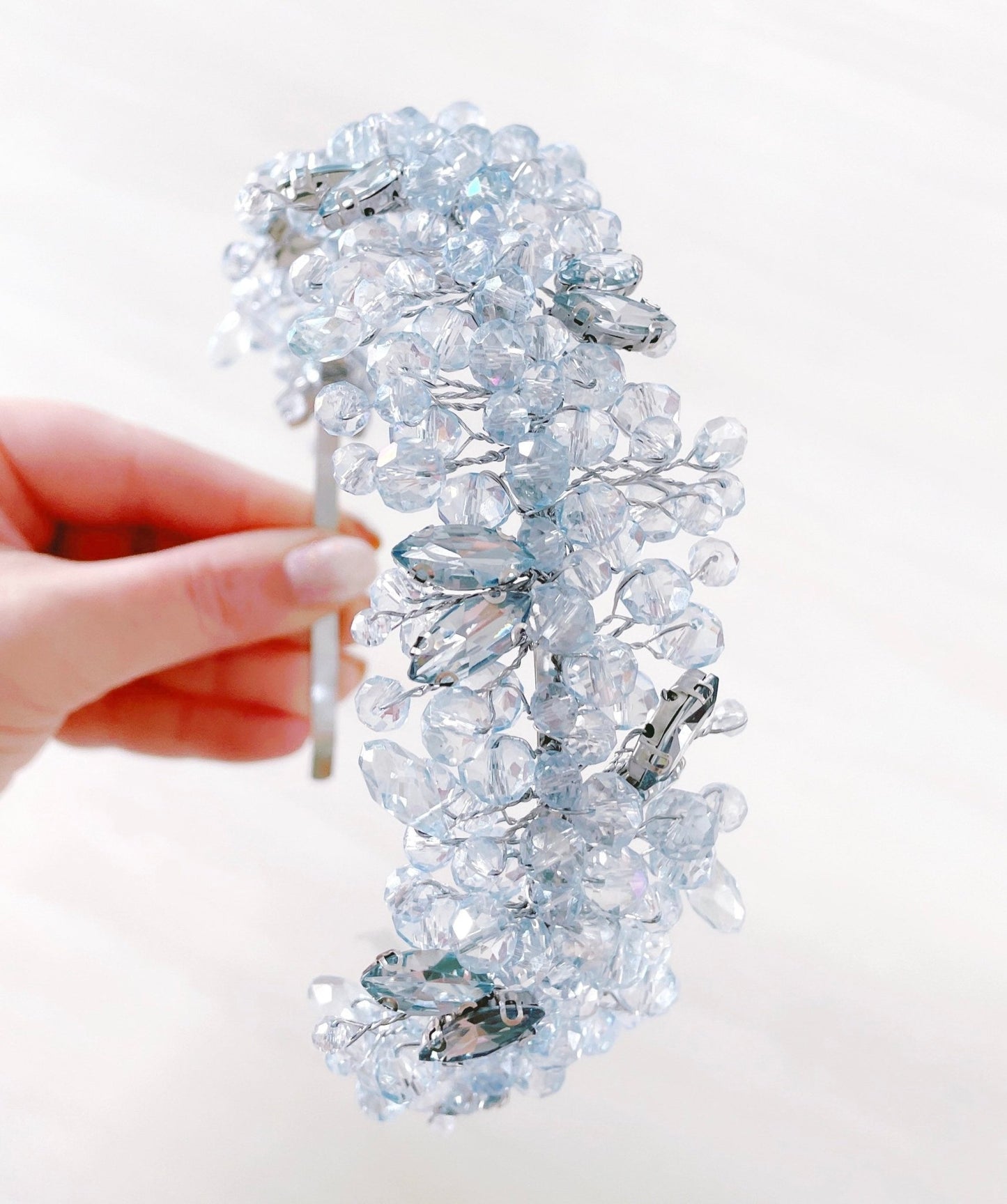 Pale blue crystal headband - Petal & Pearl