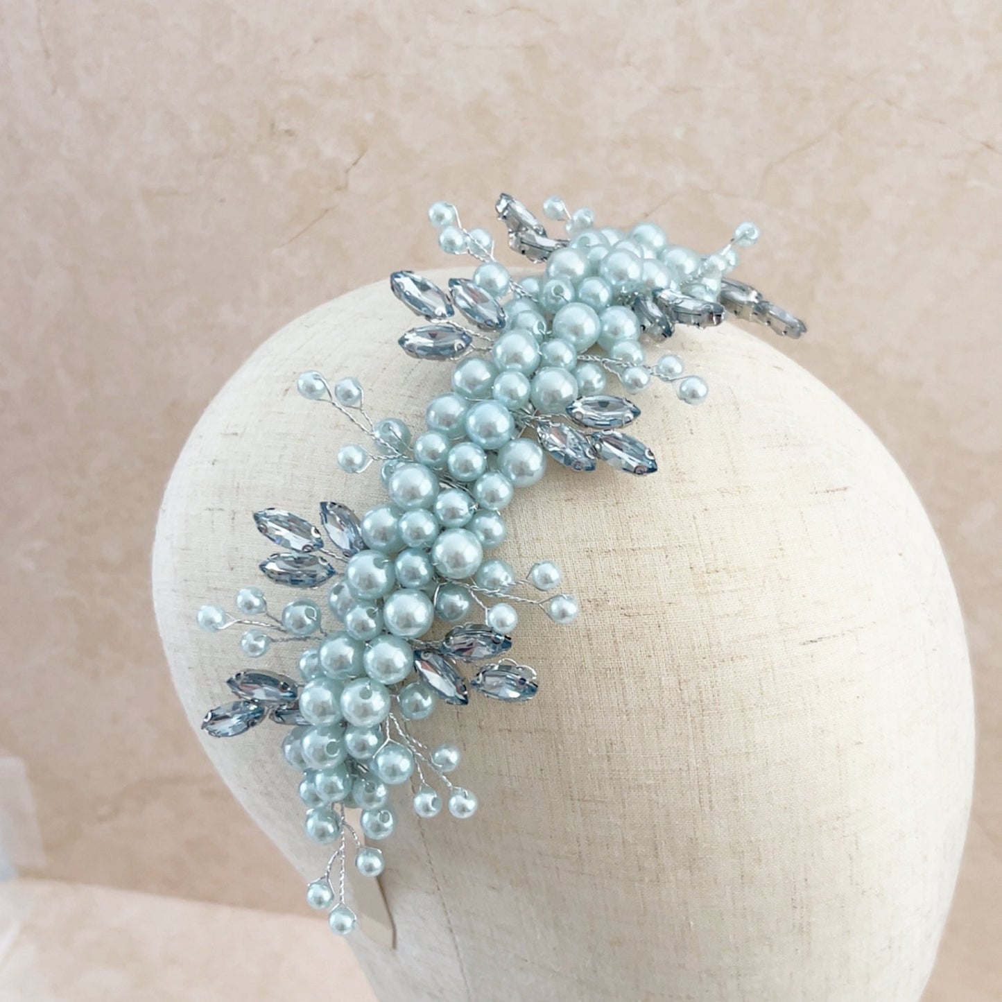 Pale blue pearl headband - Petal & Pearl