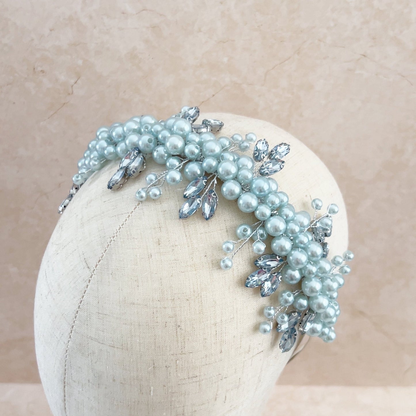 Pale blue pearl headband - Petal & Pearl