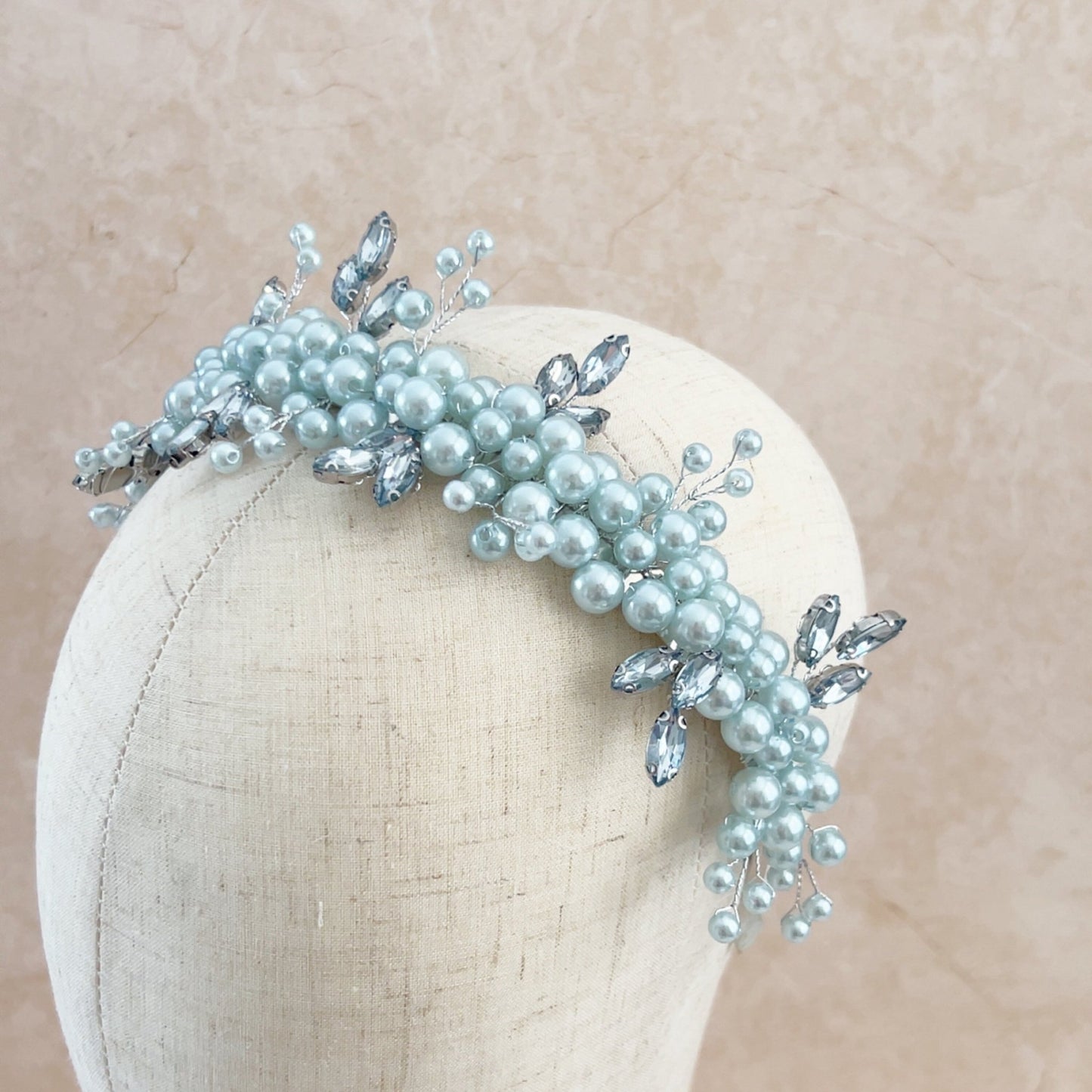 Pale blue pearl headband - Petal & Pearl