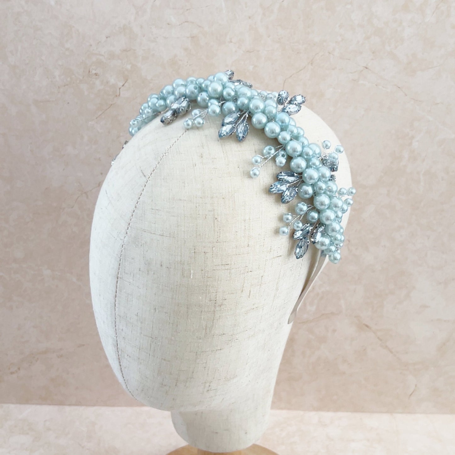 Pale blue pearl headband - Petal & Pearl