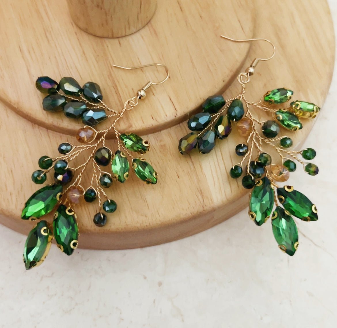Peridot Green statement earrings - Petal & Pearl