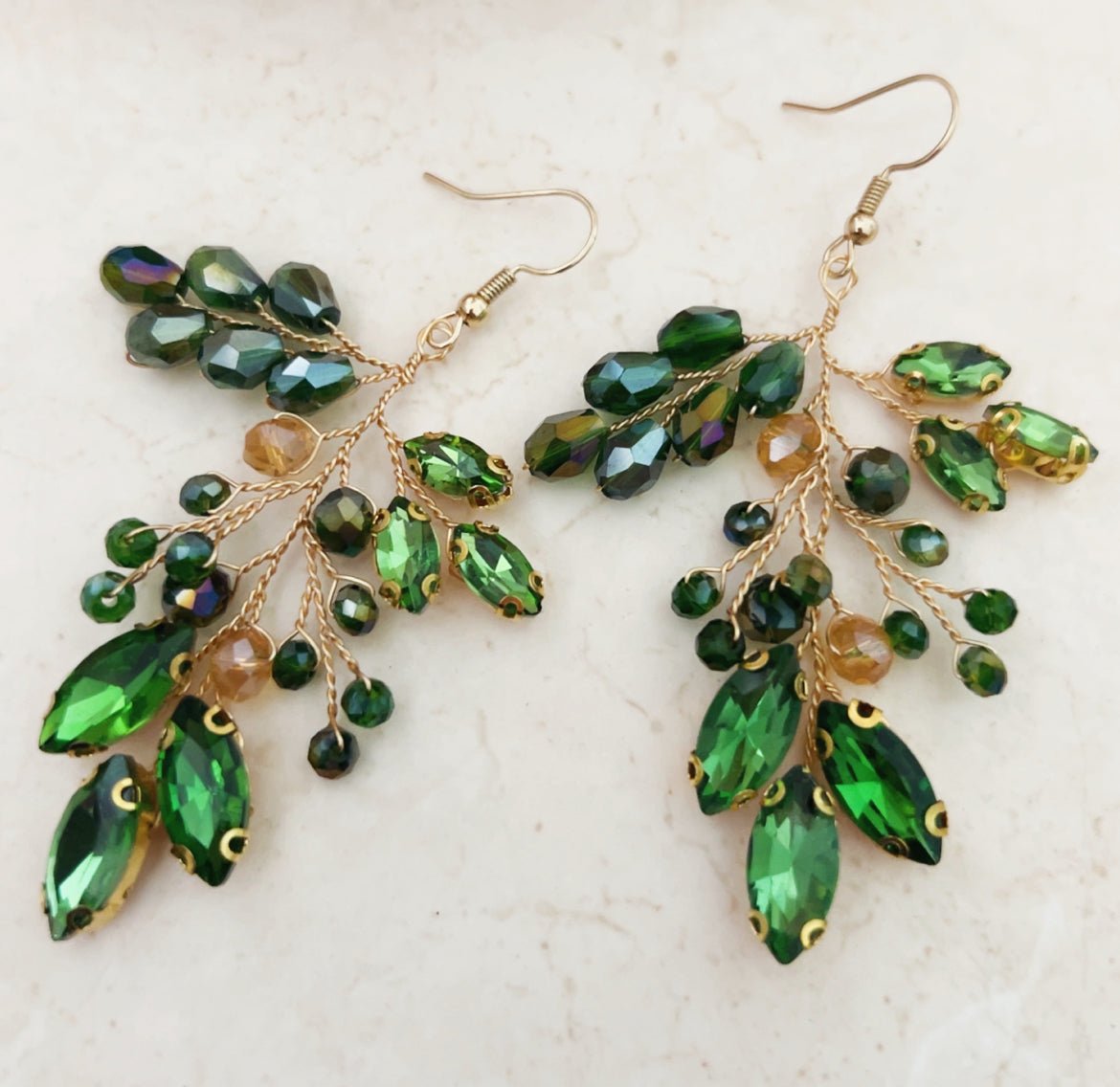 Peridot Green statement earrings - Petal & Pearl