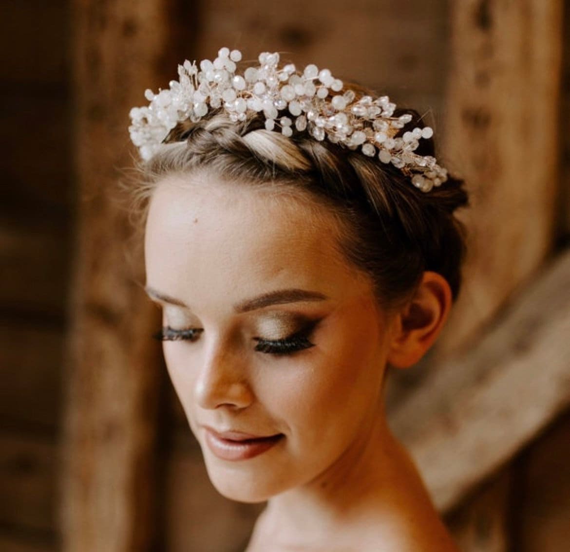 Pink and gold headpiece - Petal & Pearl