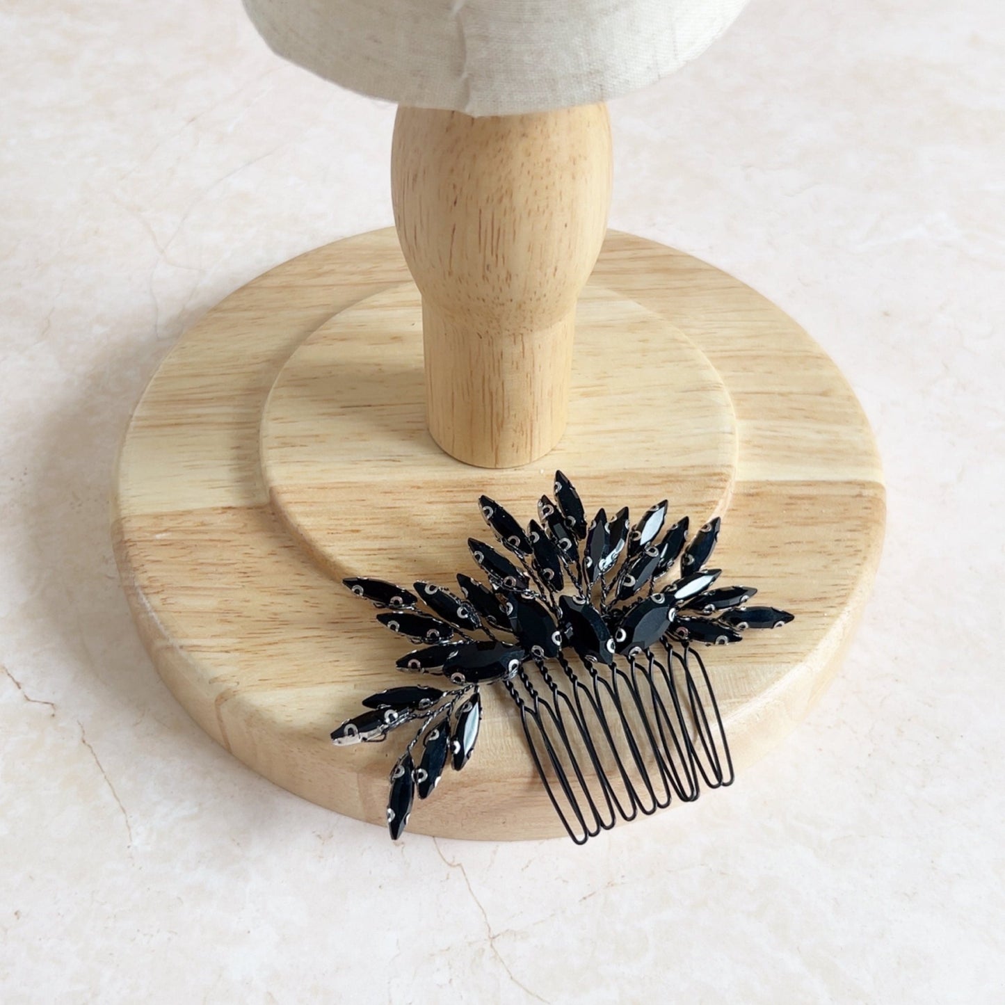 Quirky black crystal hair comb - Petal & Pearl