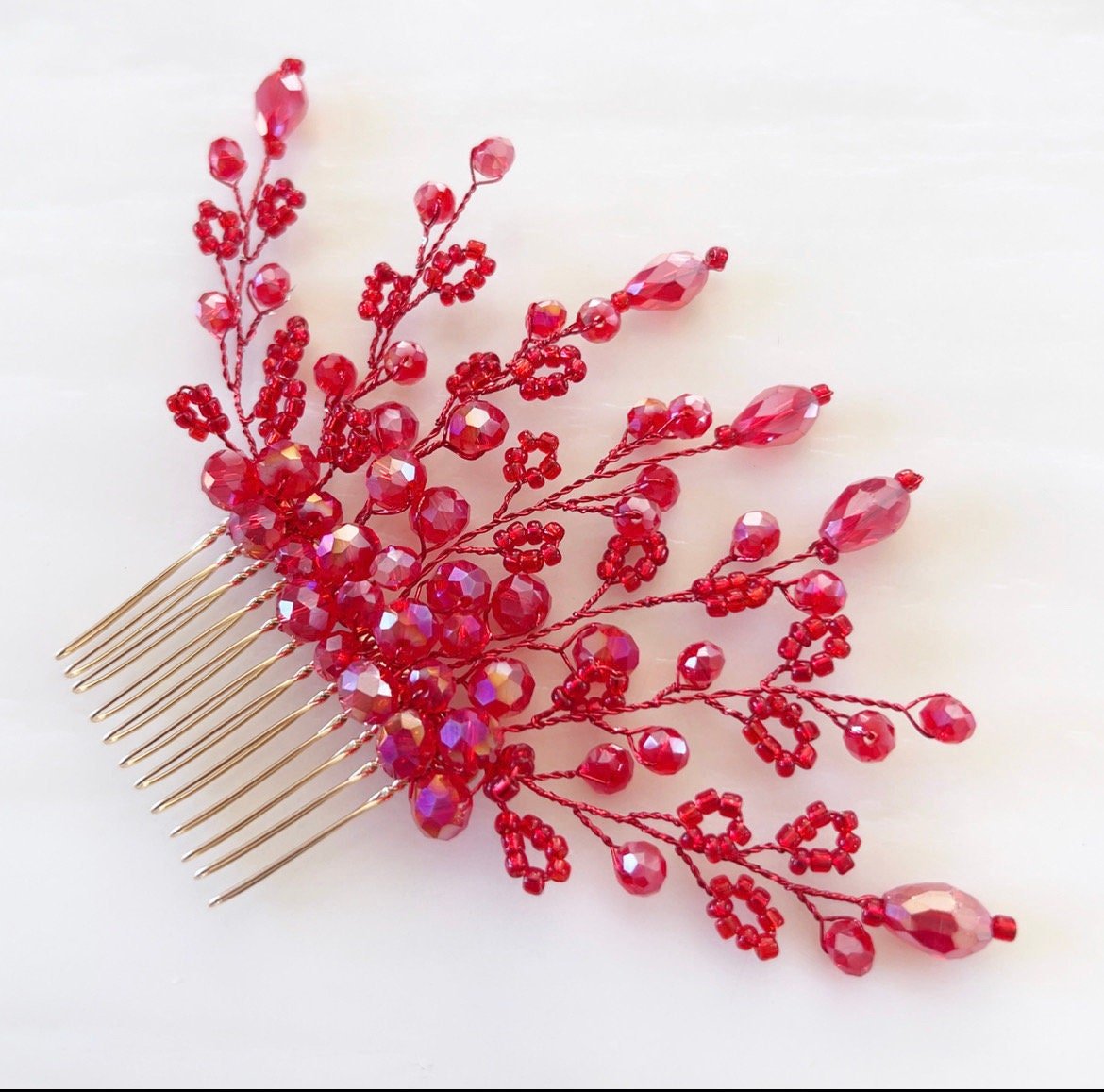 Red hair comb - Petal & Pearl