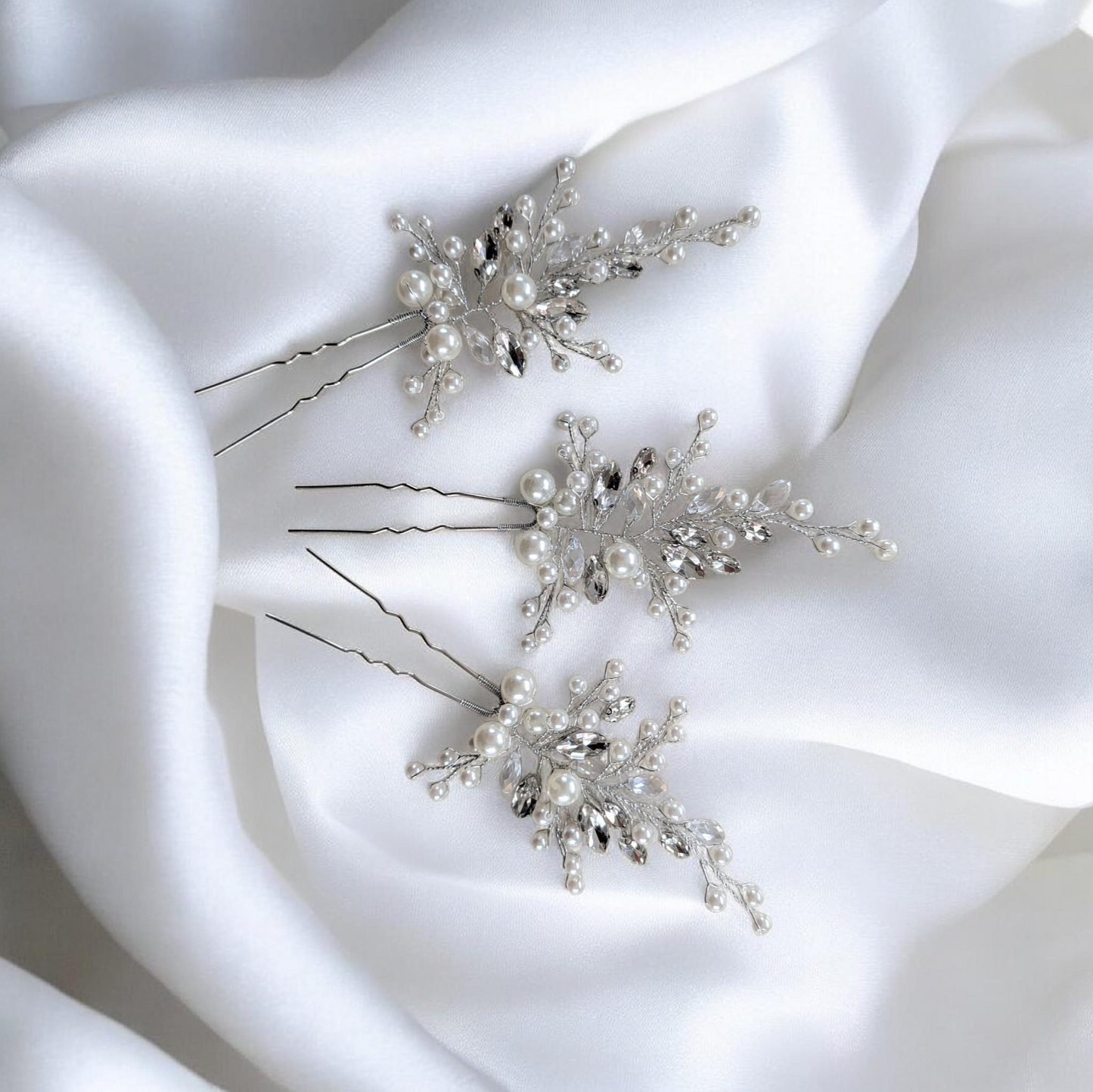 Pearl and Crystal Bridal Hair Pin Set