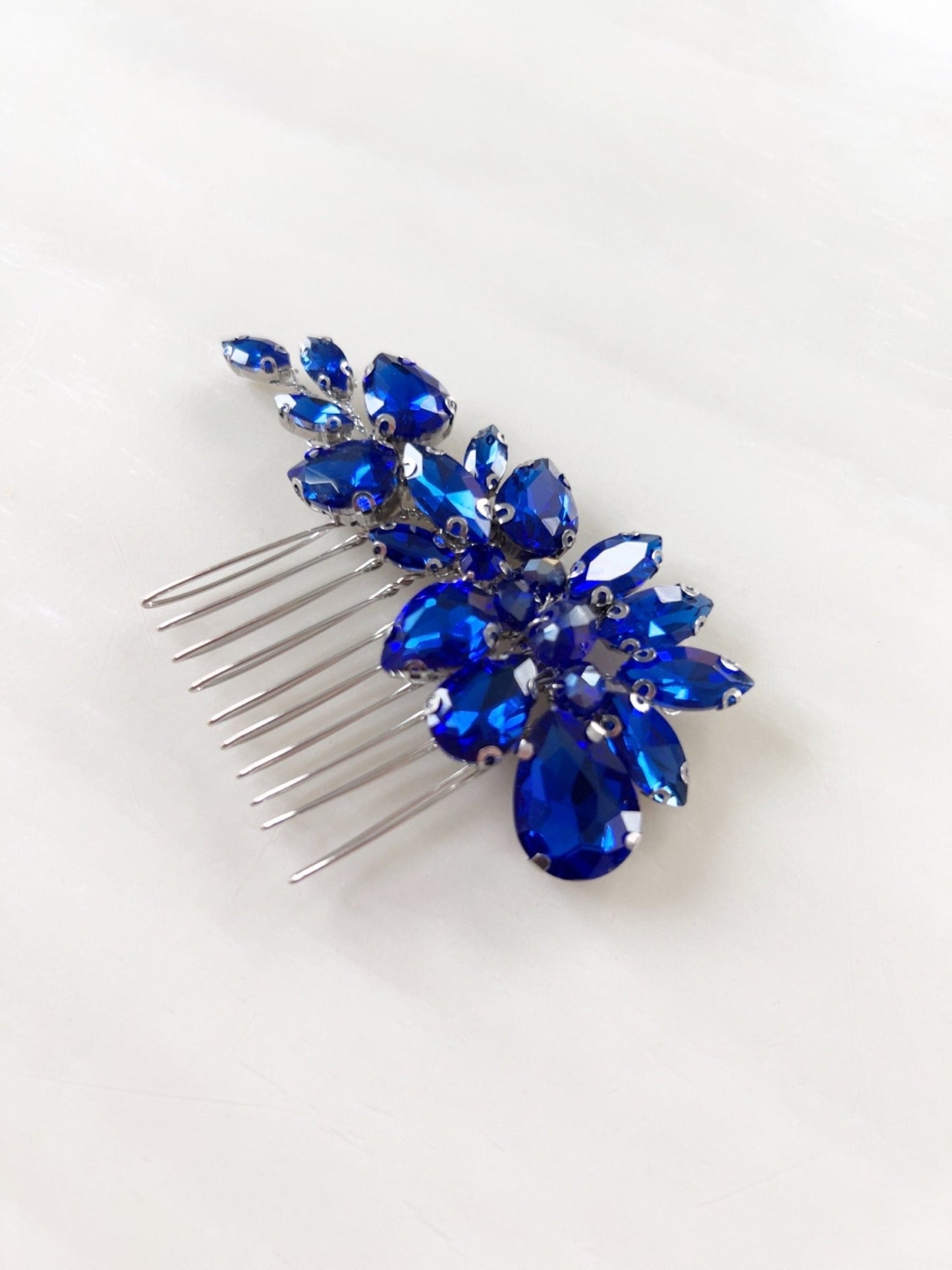 royal blue crystal hair comb - Petal & Pearl