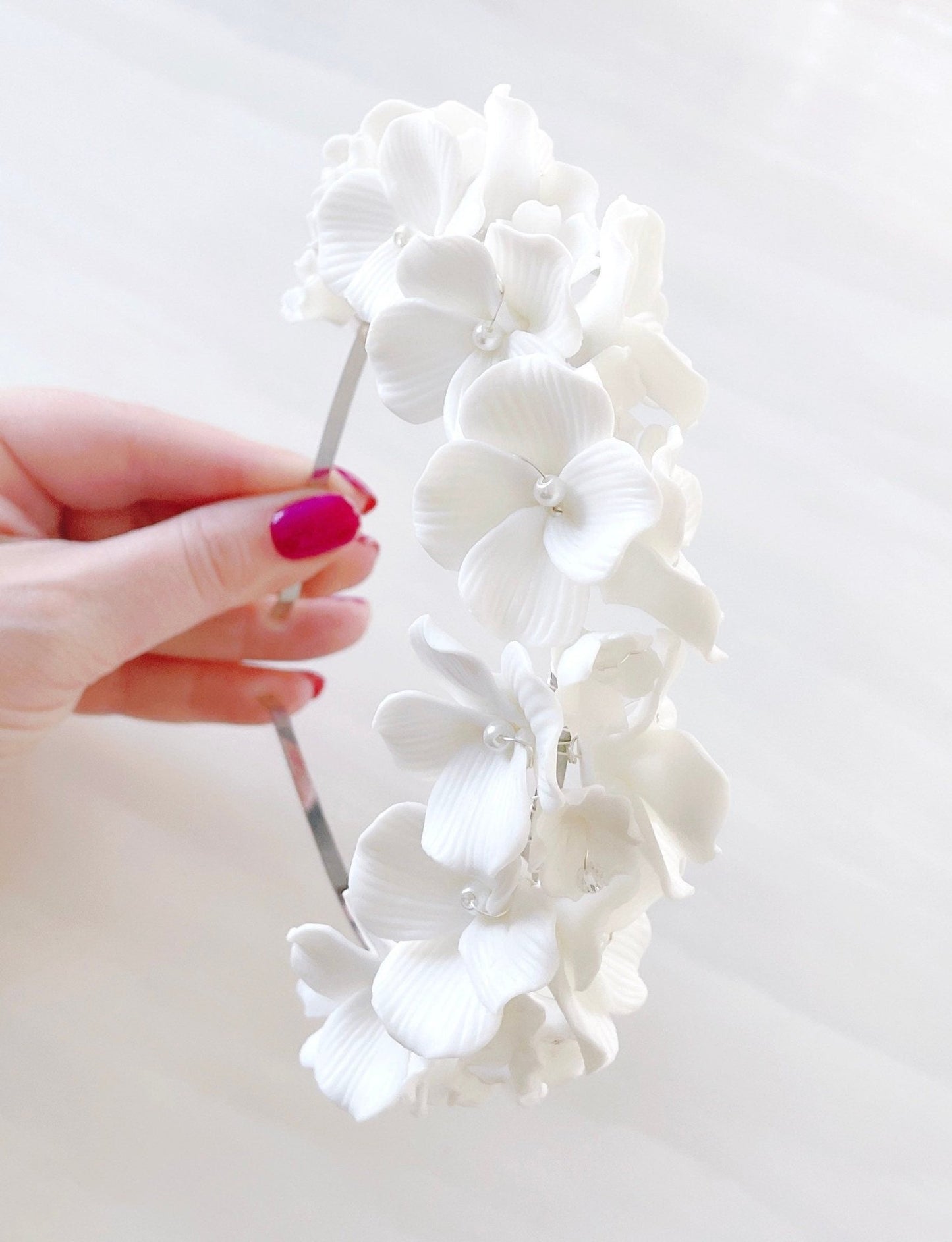 White Bridal headpiece - Petal & Pearl