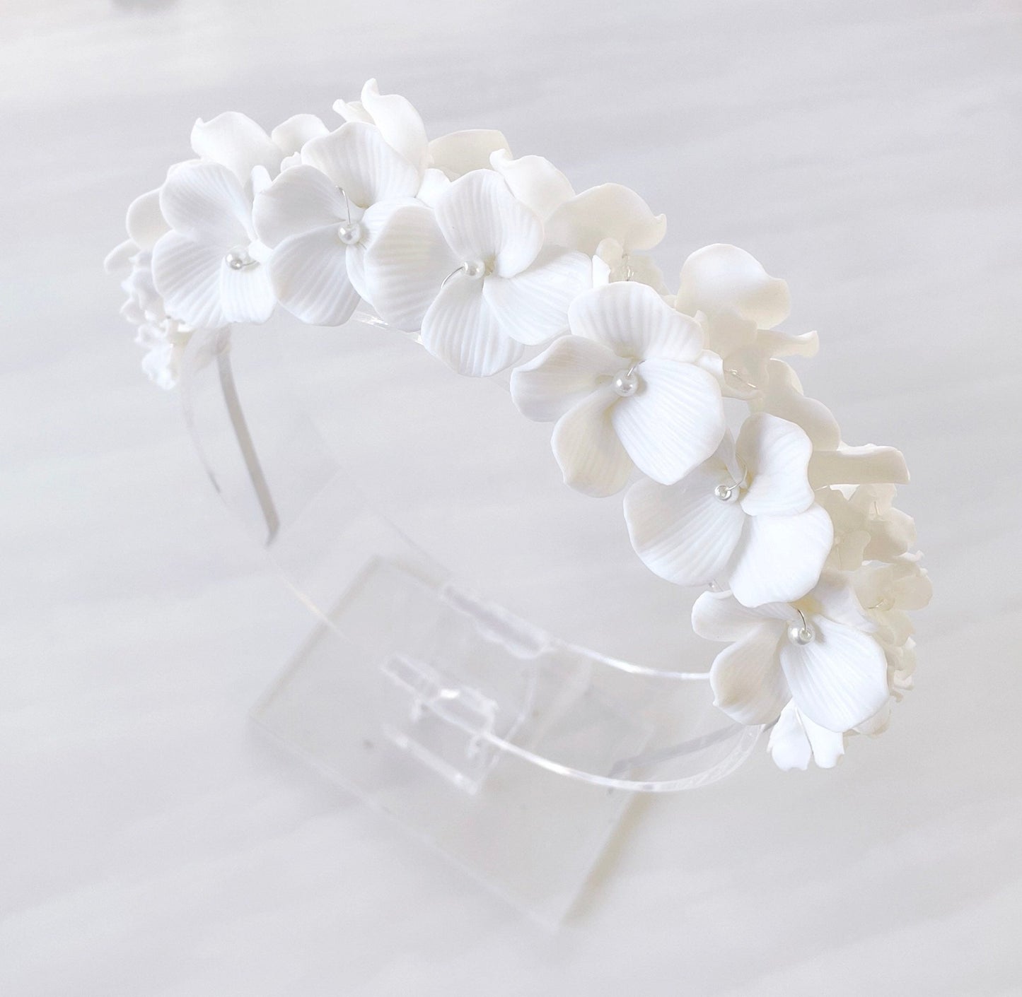 White Bridal headpiece - Petal & Pearl