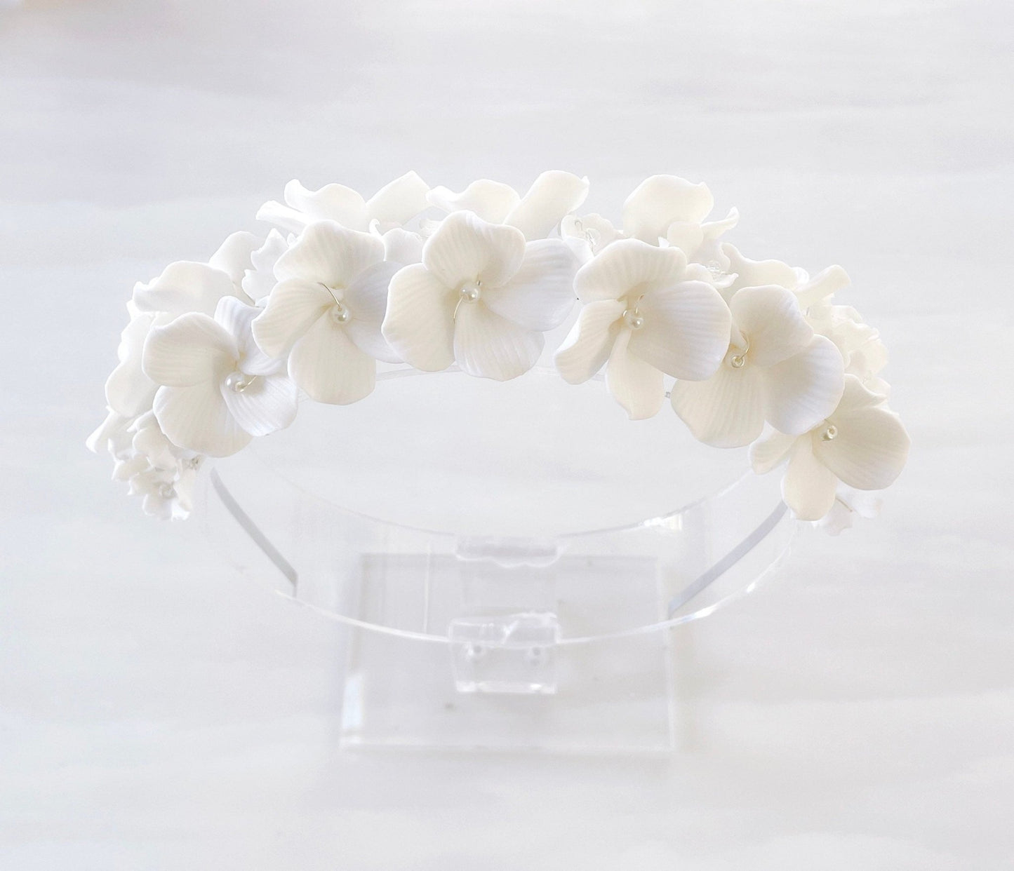 White Bridal headpiece - Petal & Pearl