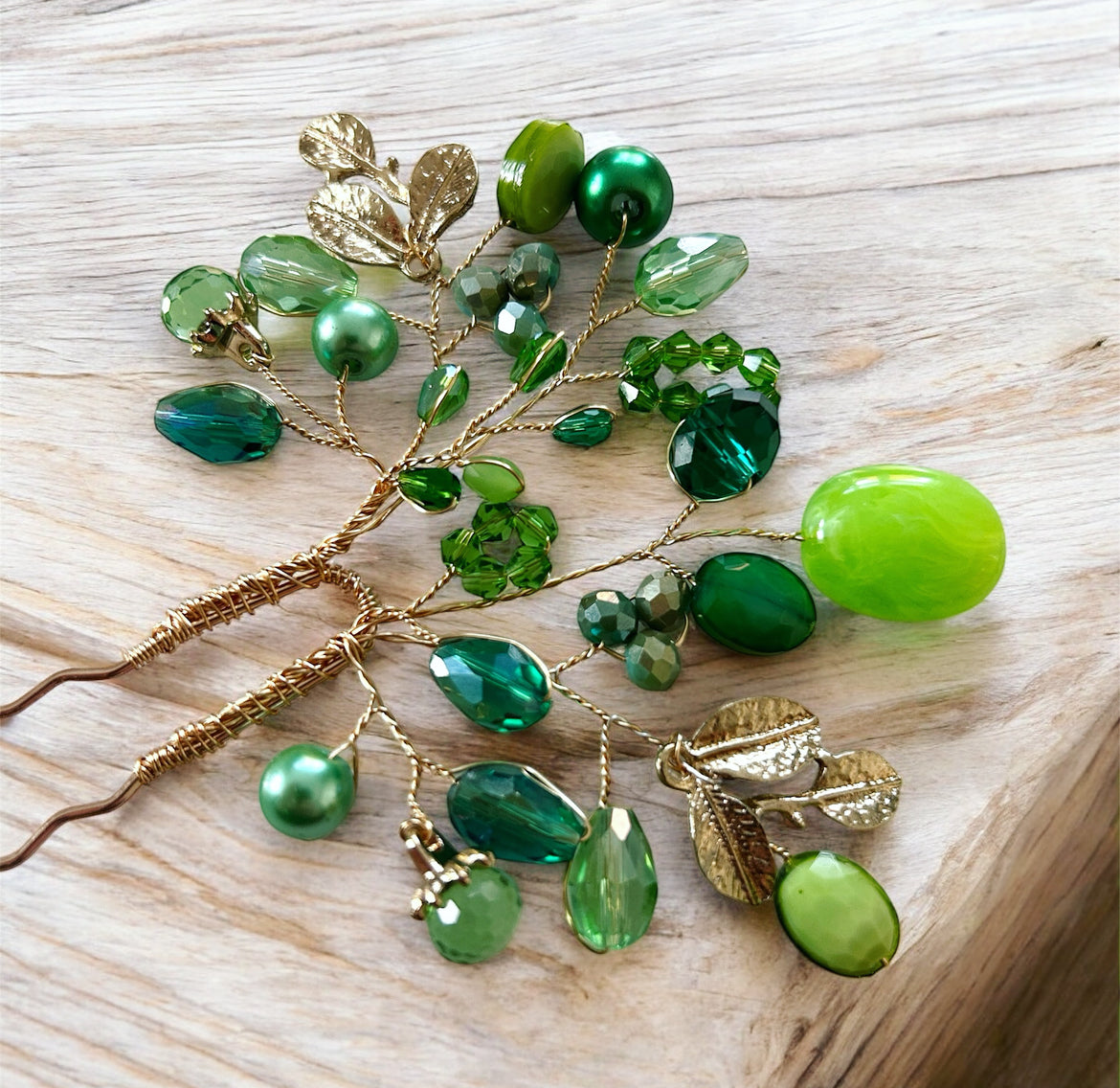 Emerald Bloom Hair Pin