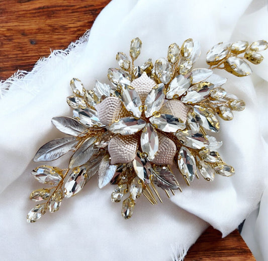 Gold Leaf Bridal hair comb