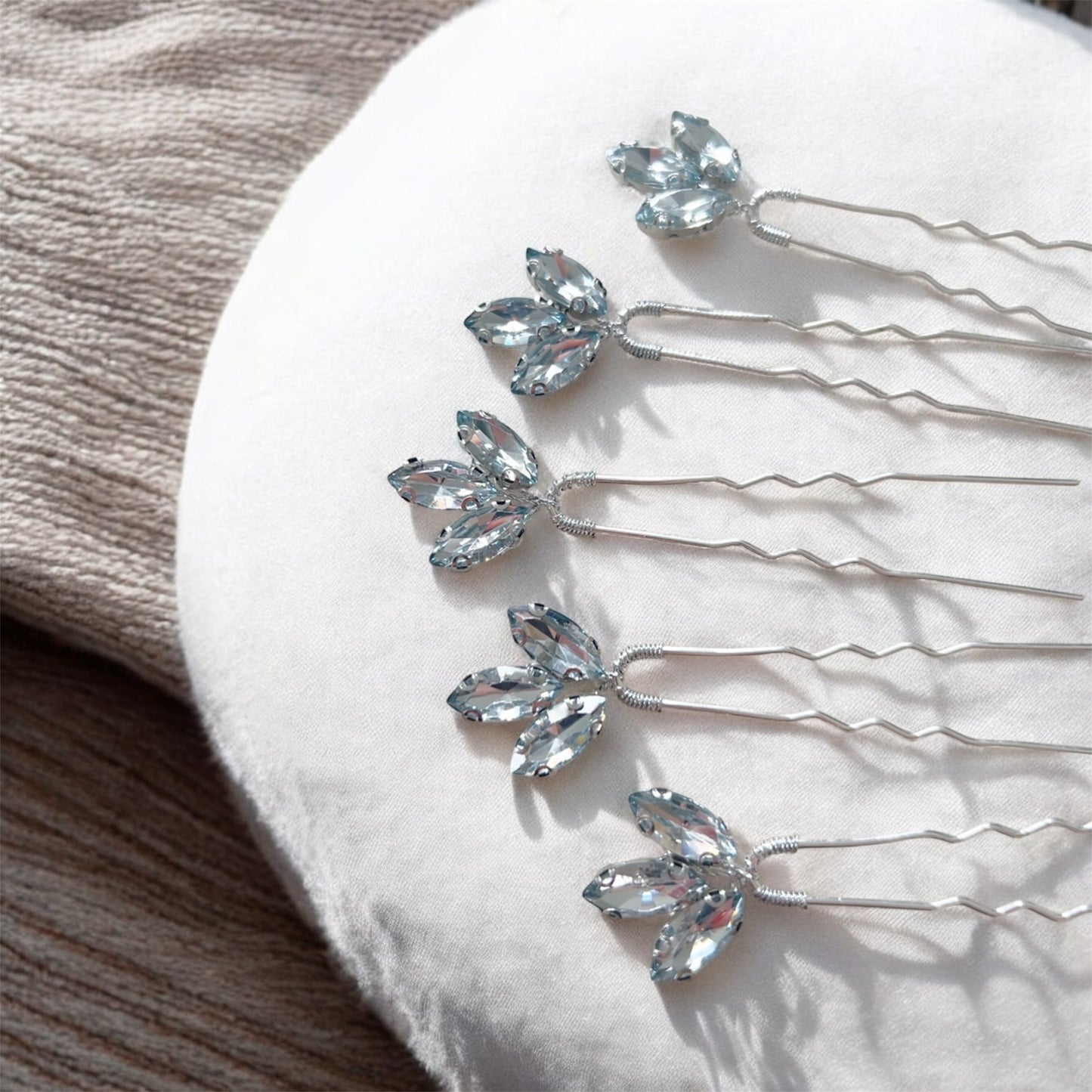 Pale Blue Crystal Hair Pins