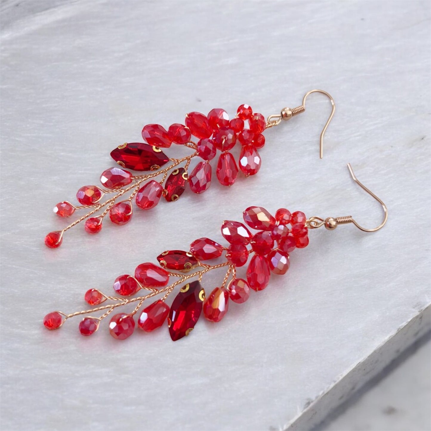 Red Crystal Drop Earrings