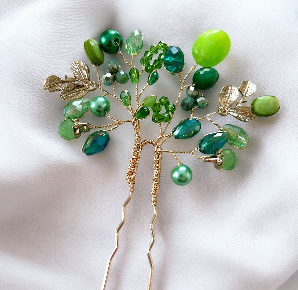 Emerald Bloom Hair Pin