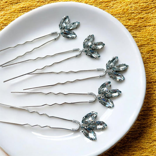 Pale Blue Crystal Hair Pins