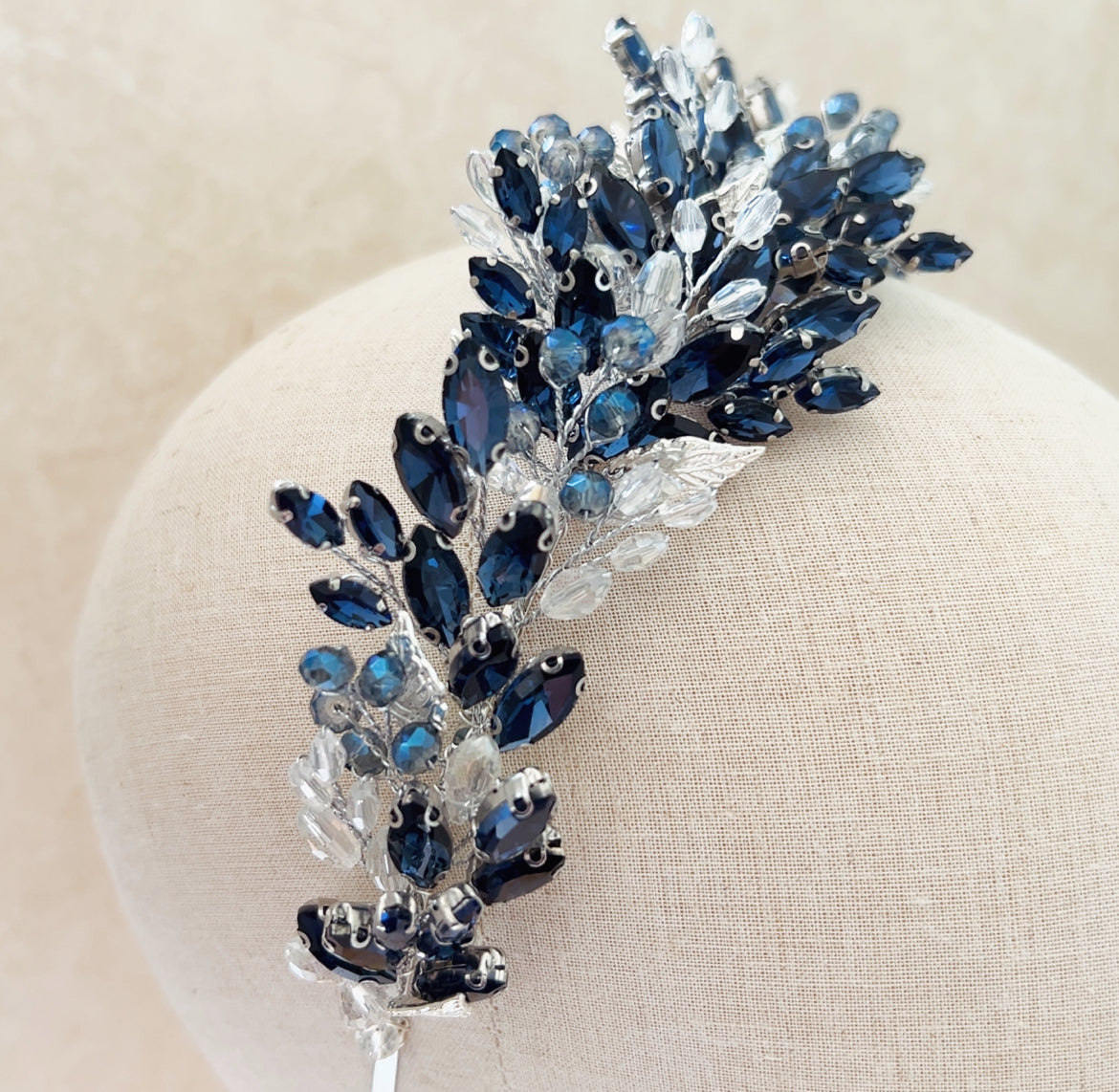 Navy blue bridal and occasion headpiece