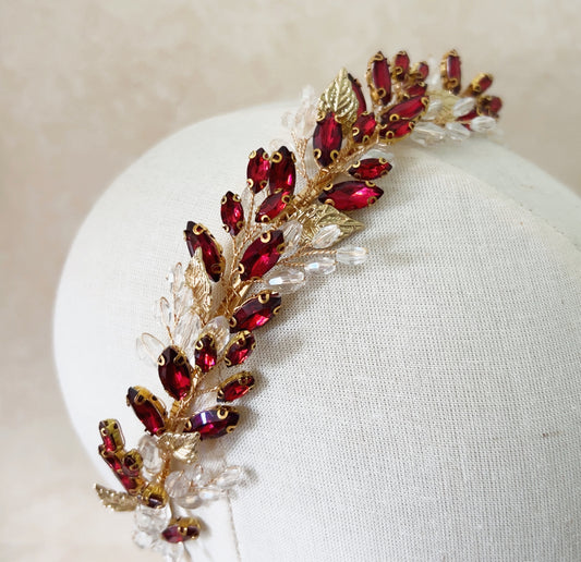 Wine Red Crystal Tiara