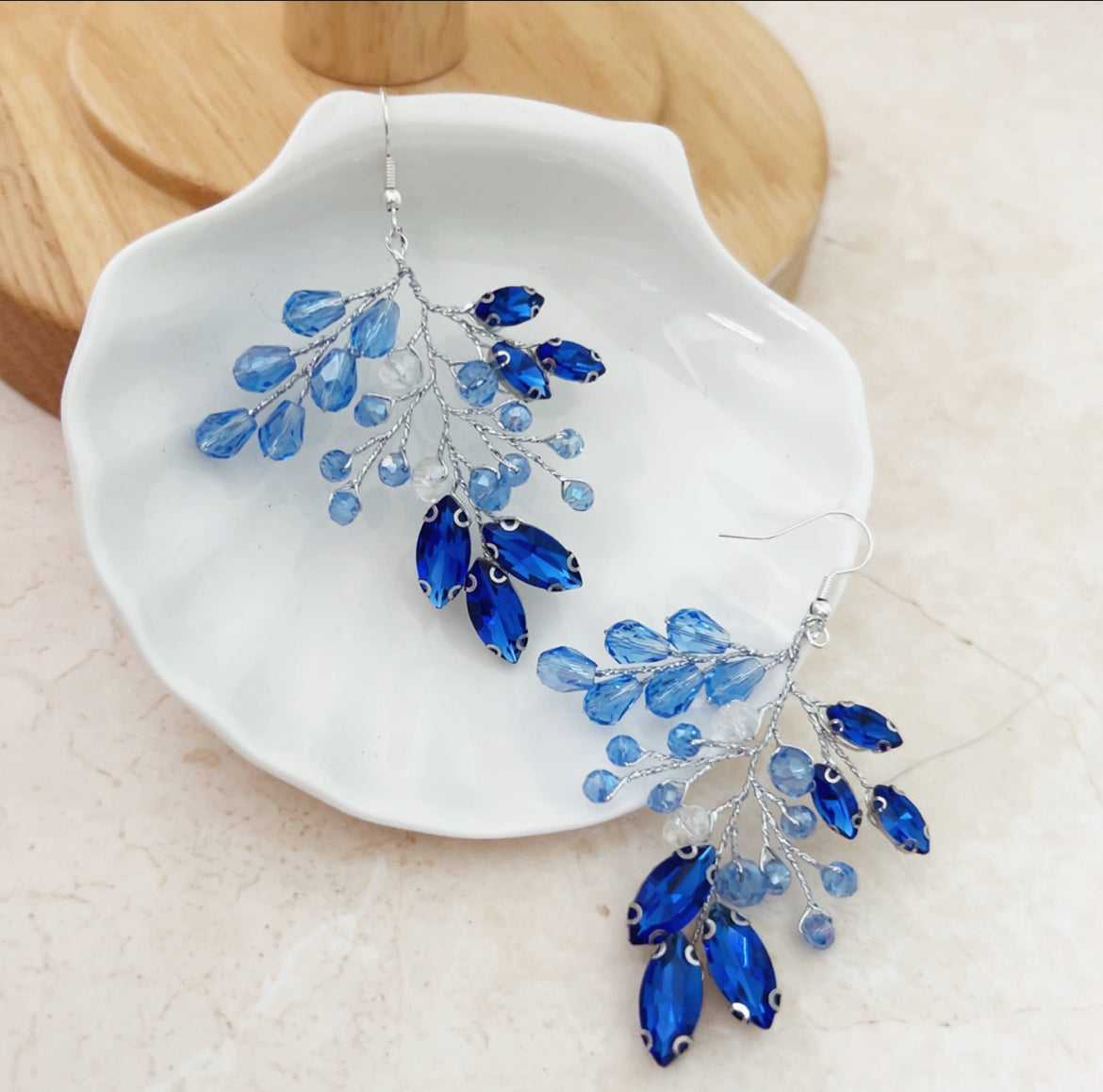 Blue crystal statement earrings