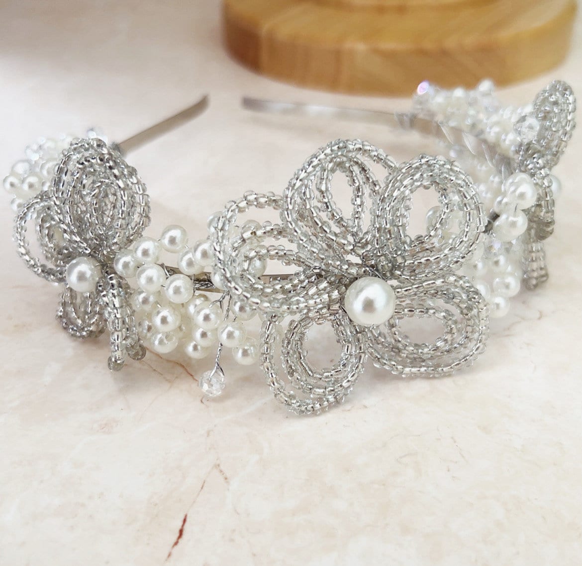 50’s inspired bridal headpiece - Petal & Pearl