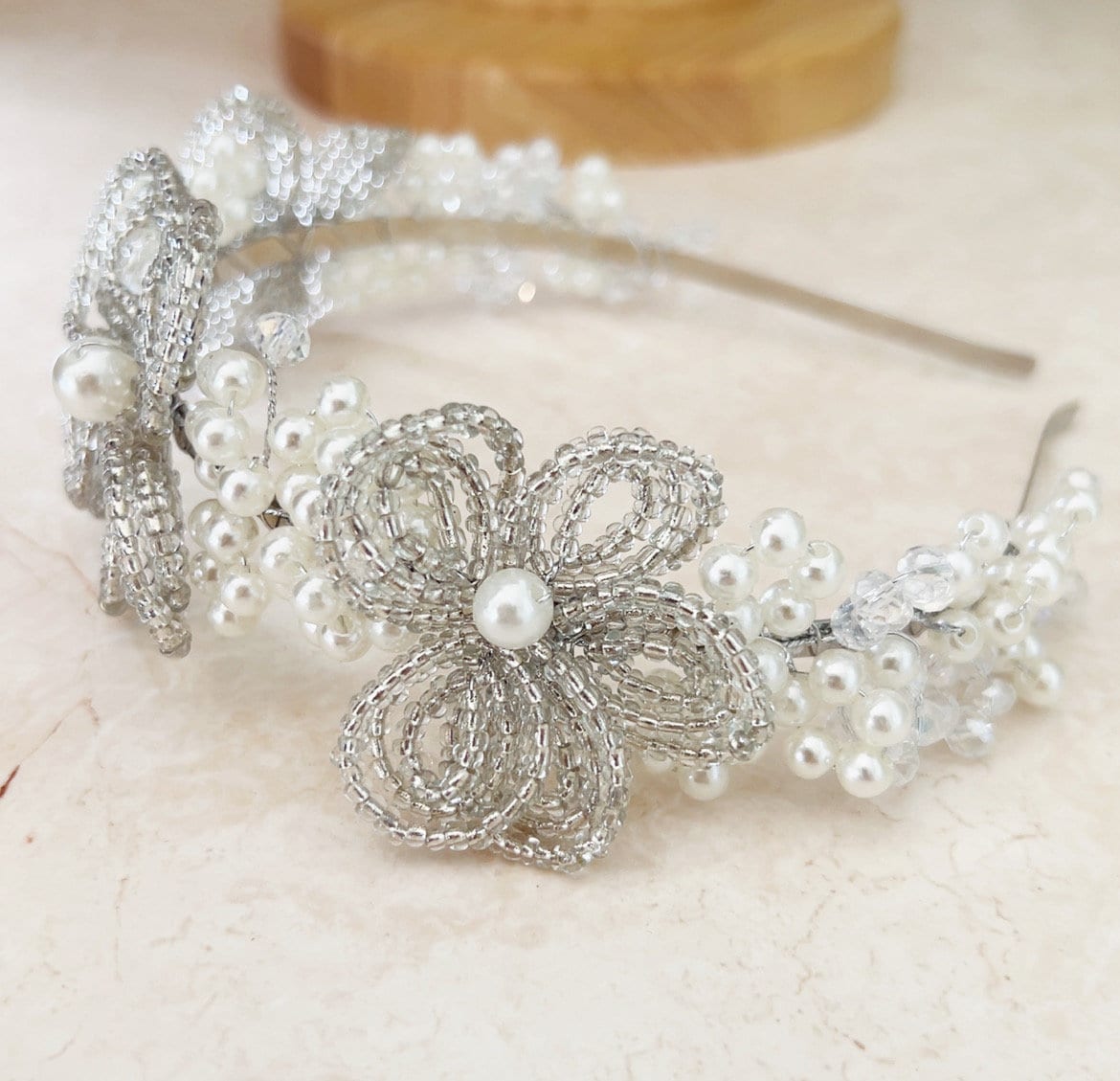 50’s inspired bridal headpiece - Petal & Pearl