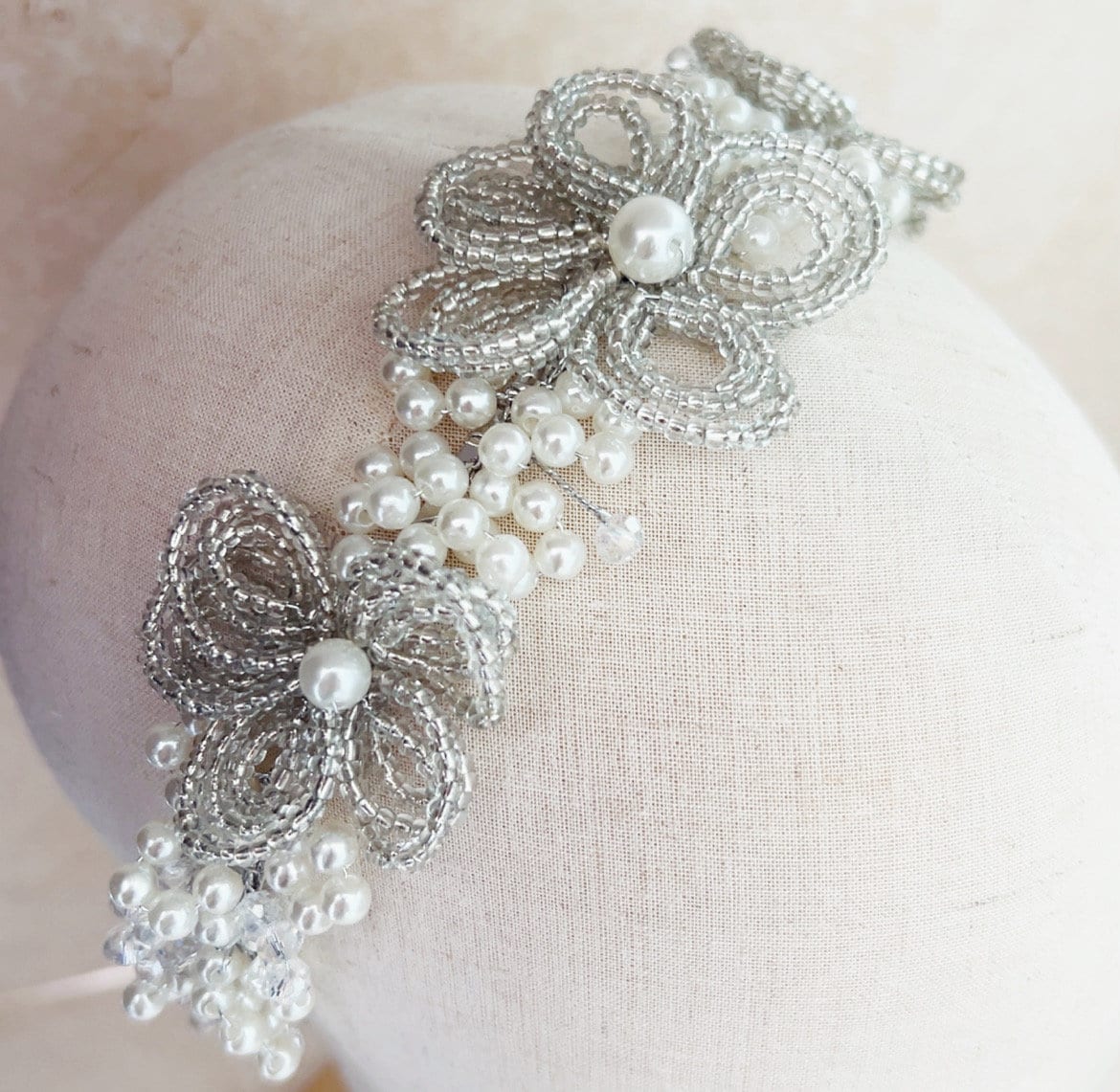 50’s inspired bridal headpiece - Petal & Pearl