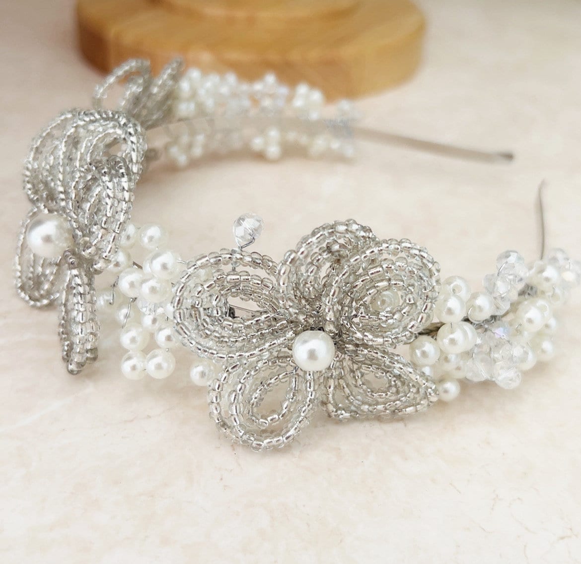 50’s inspired bridal headpiece - Petal & Pearl