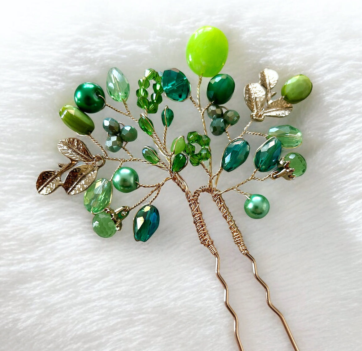 Emerald Bloom Hair Pin