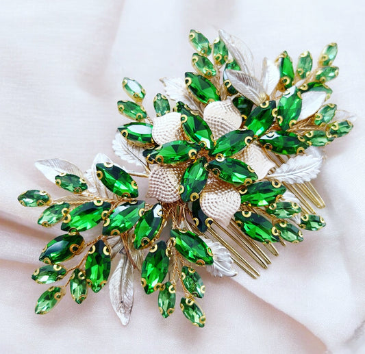 Green and Gold Hair Comb