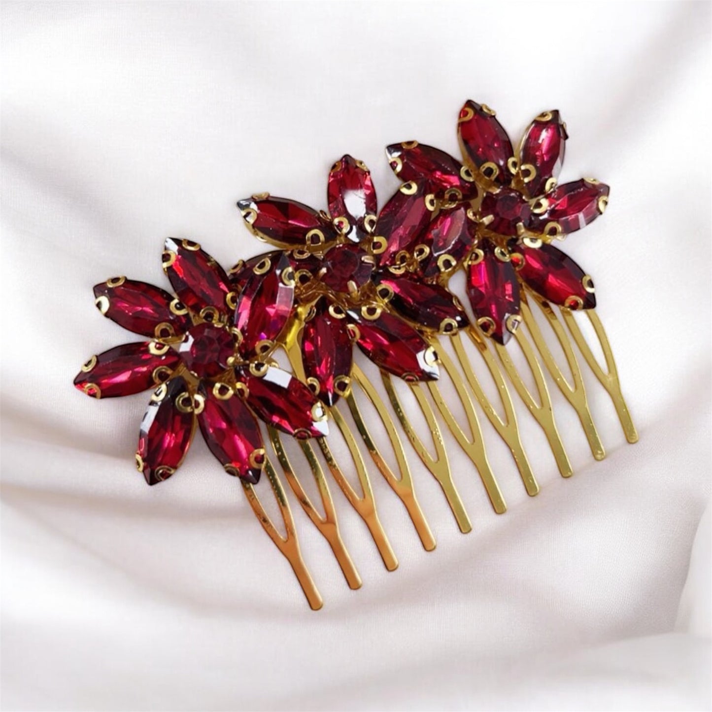 Burgundy Flower Hair Comb