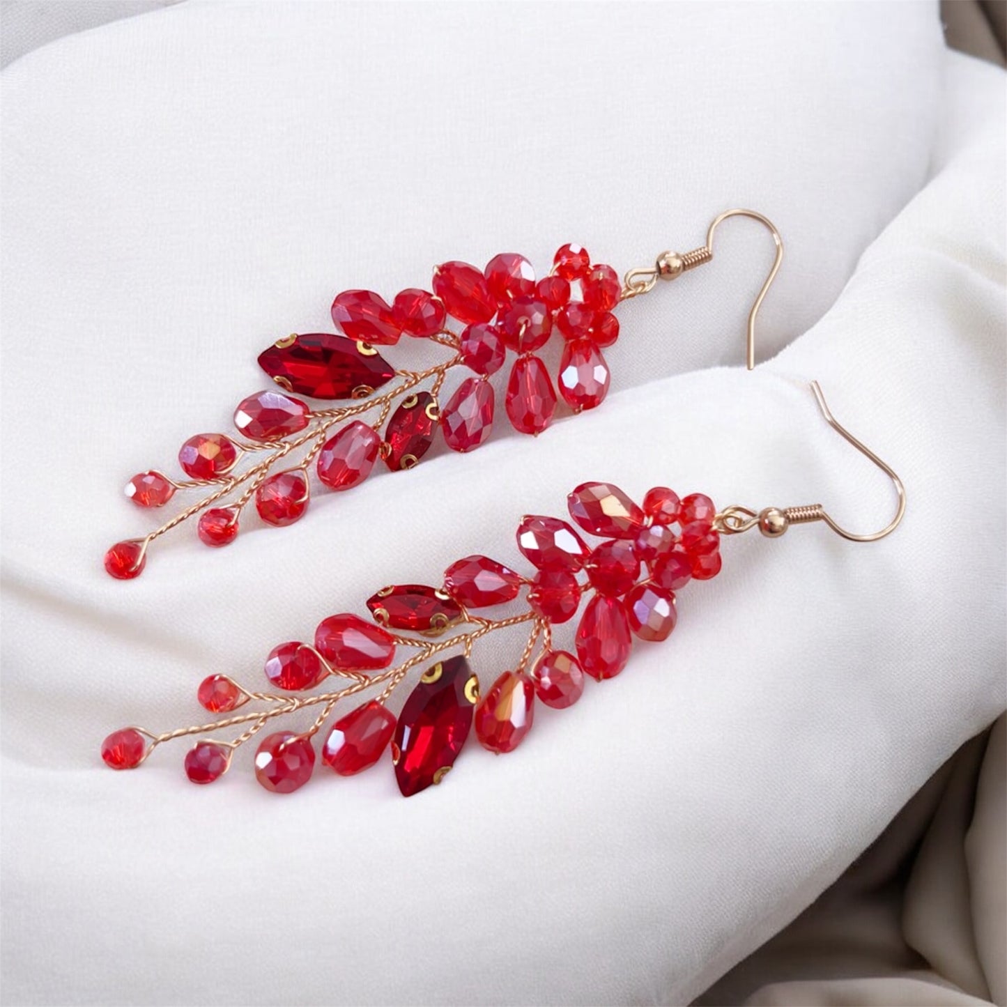 Red Crystal Drop Earrings