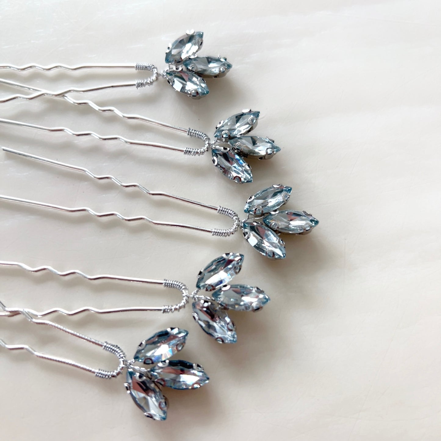Pale Blue Crystal Hair Pins