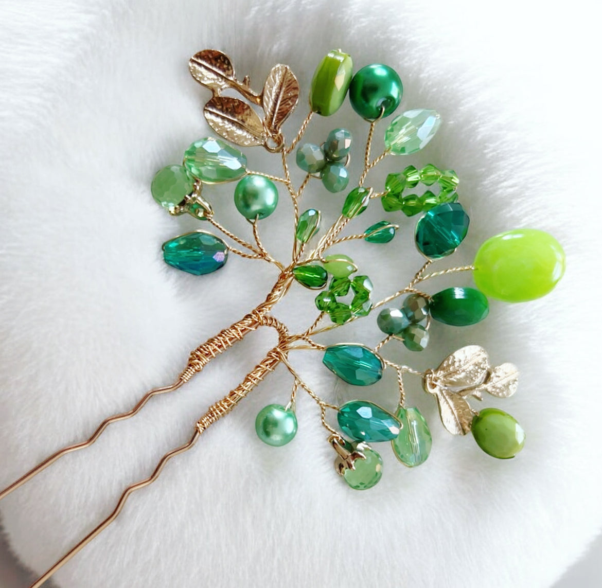 Emerald Bloom Hair Pin