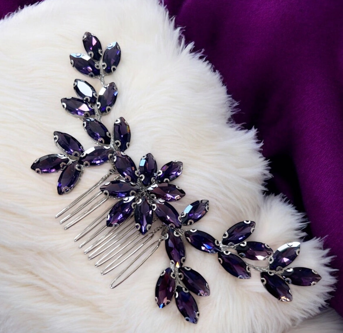 Purple Crystal Hair Comb
