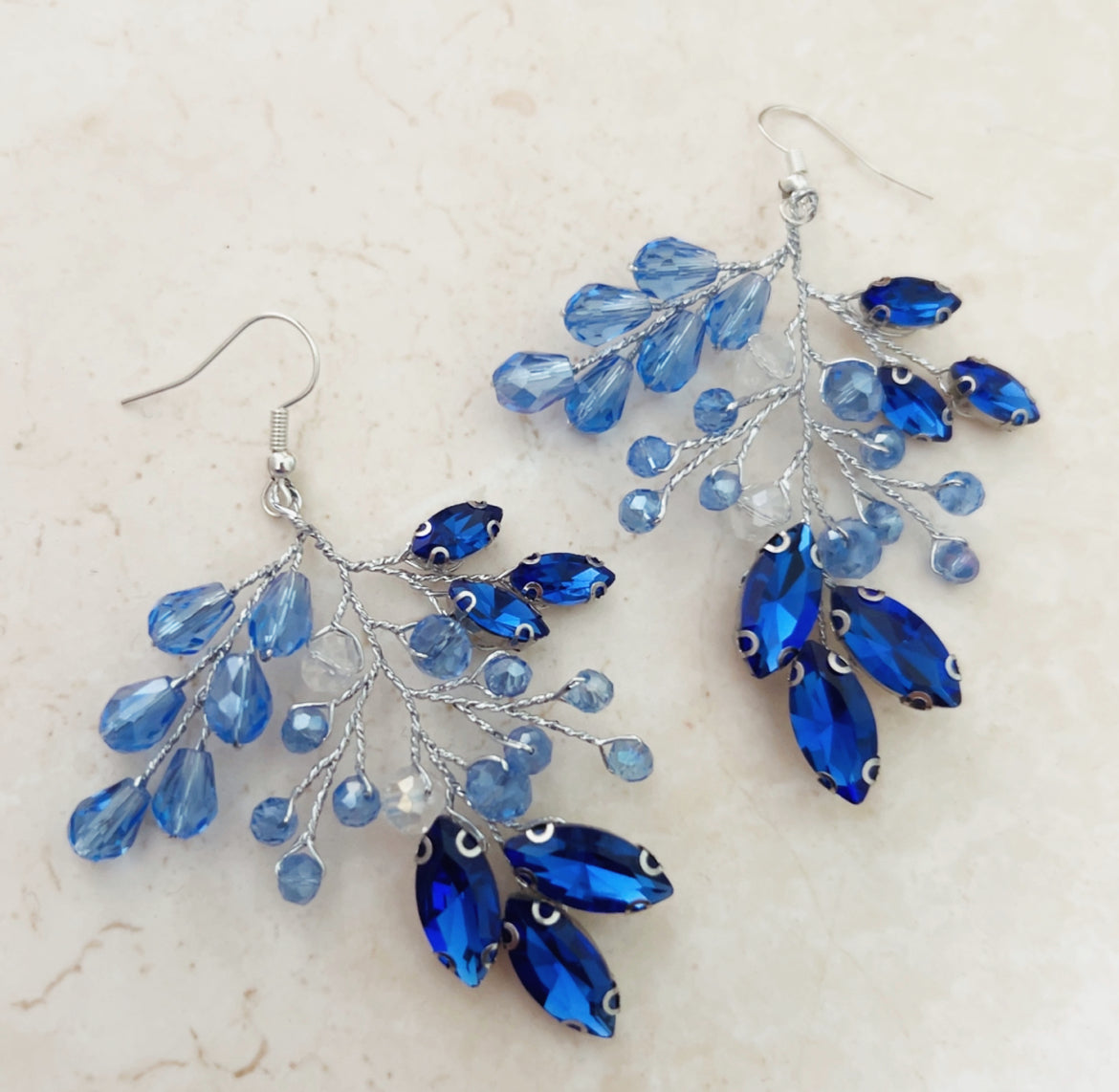 Blue crystal statement earrings