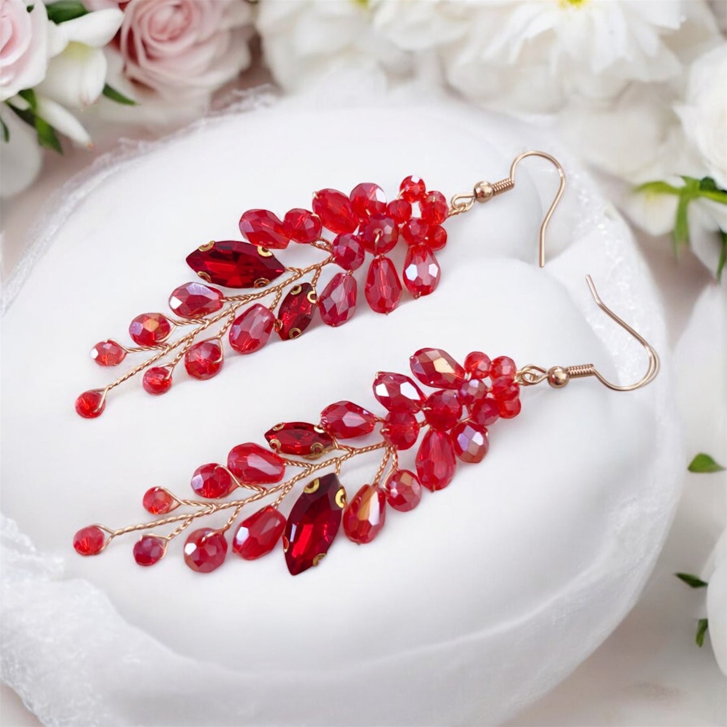 Red Crystal Drop Earrings