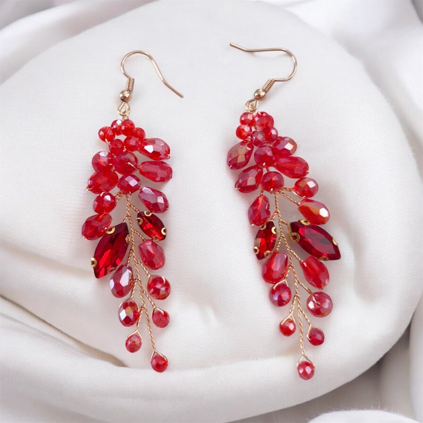 Red Crystal Drop Earrings