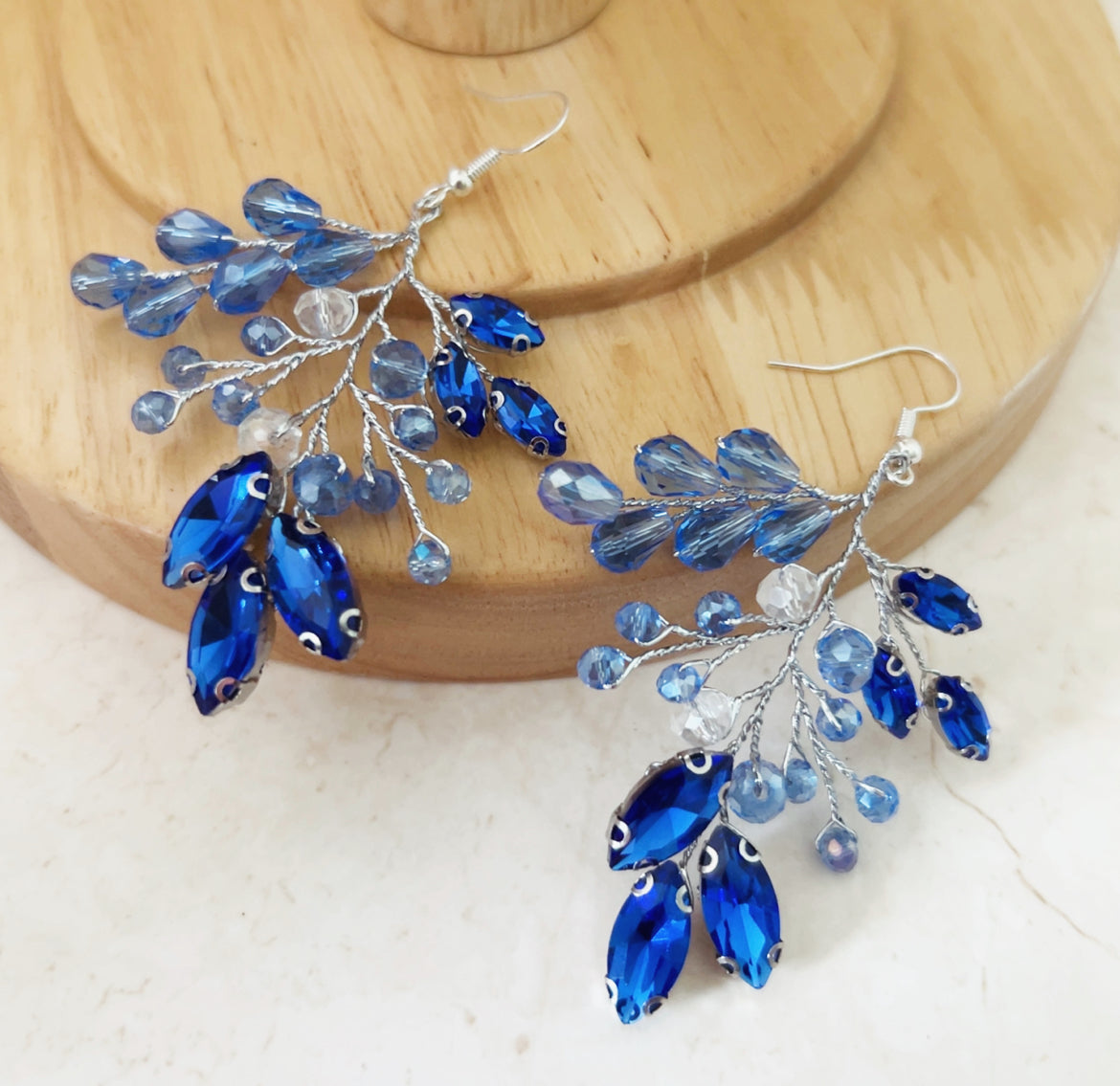 Blue crystal statement earrings