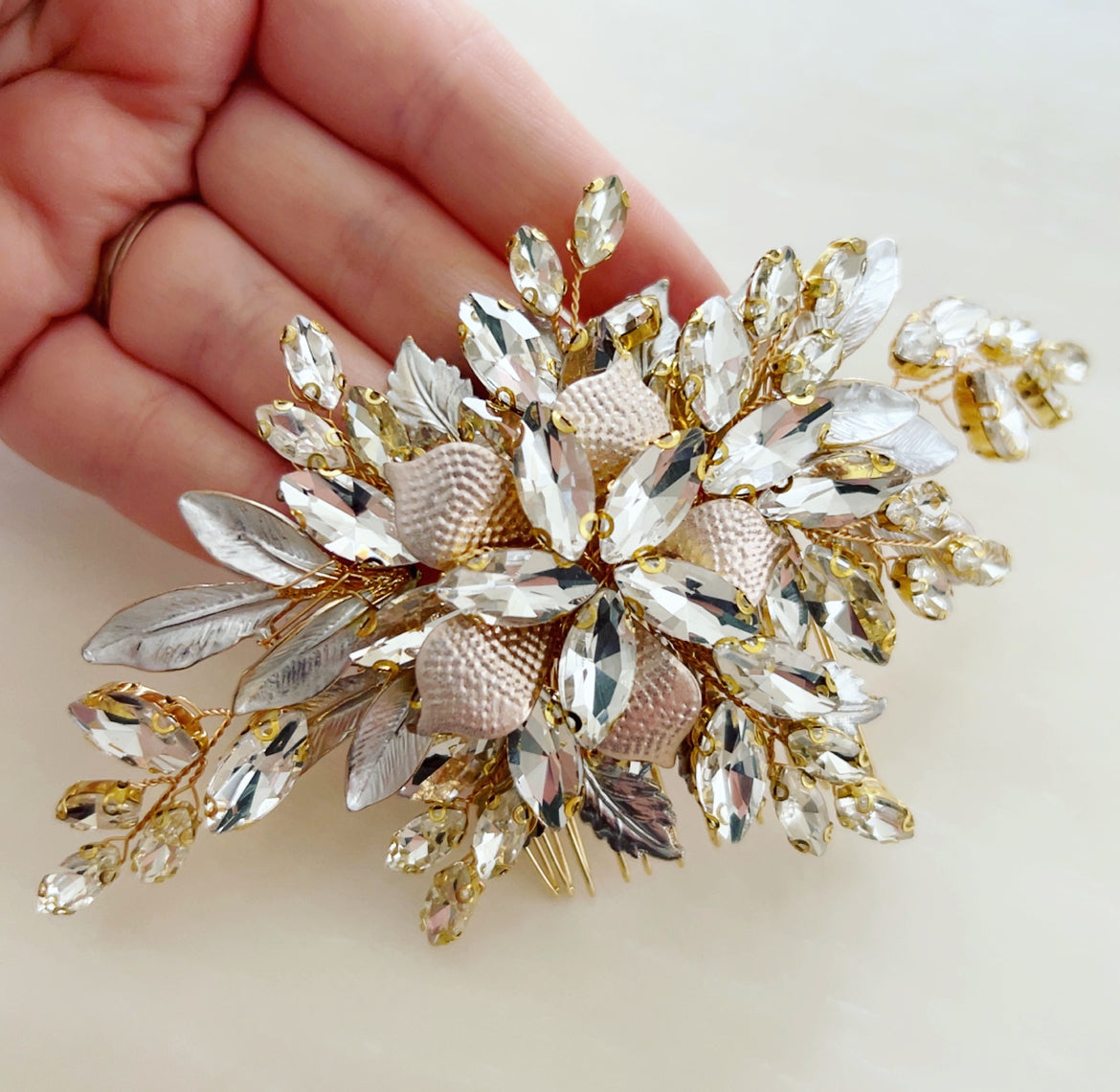 Gold Leaf Bridal hair comb