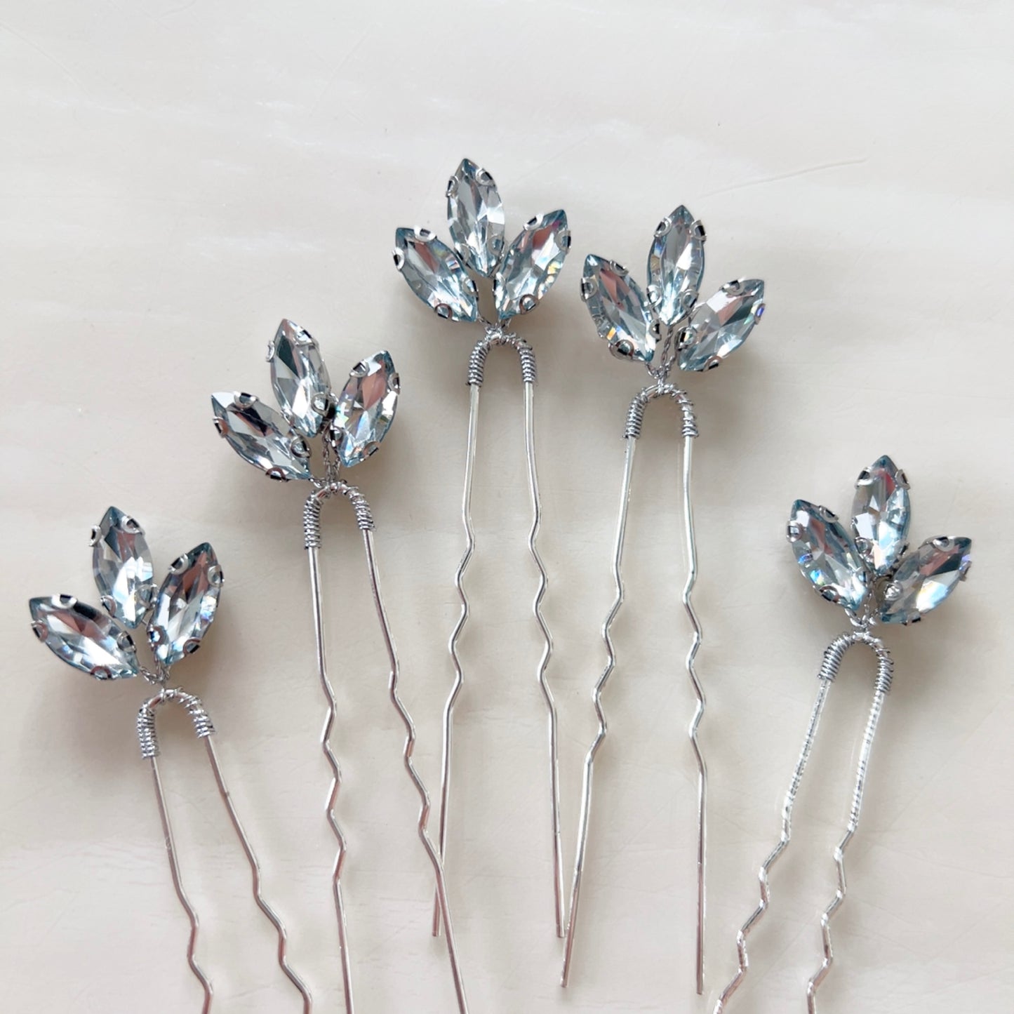 Pale Blue Crystal Hair Pins
