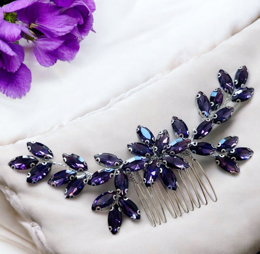 Purple Crystal Hair Comb