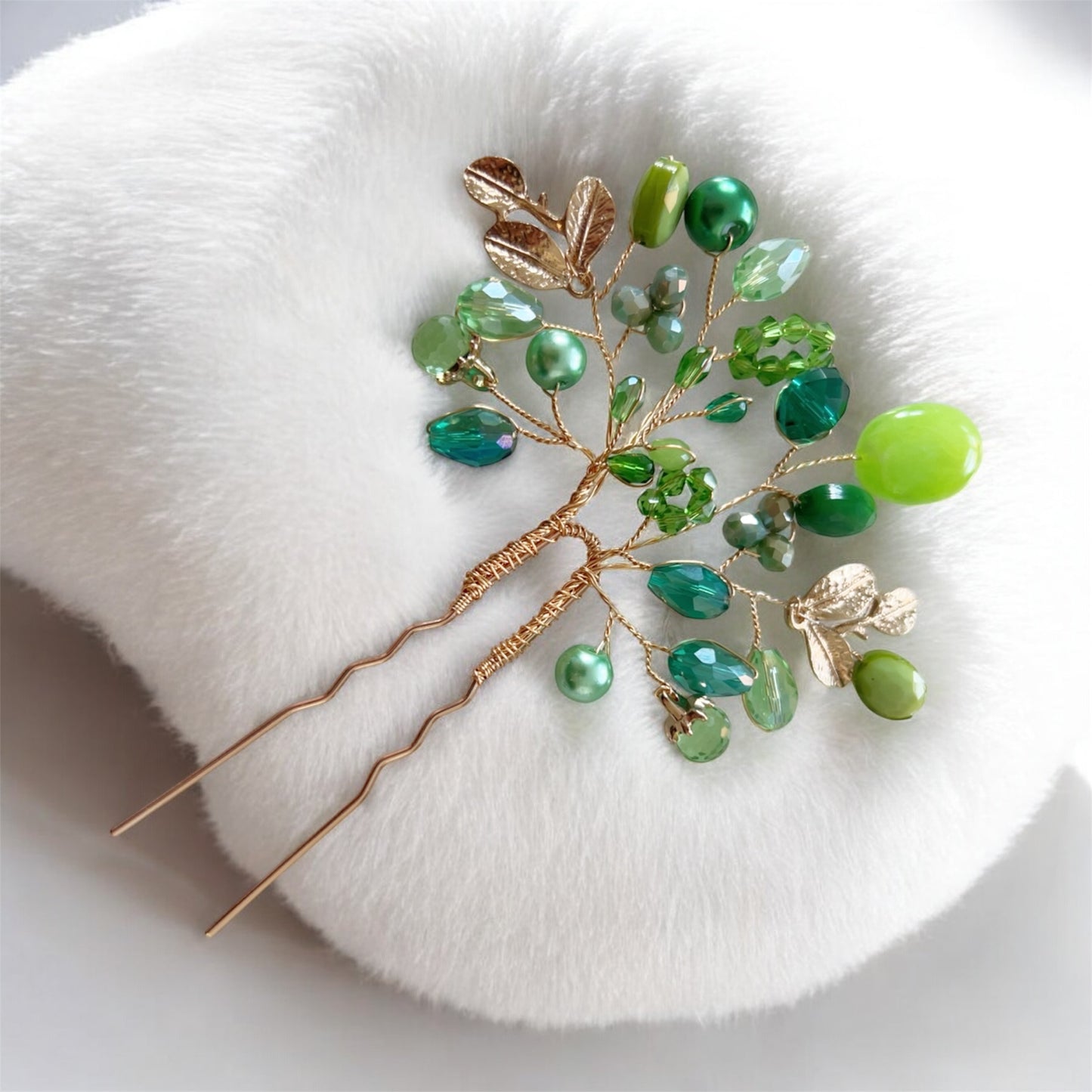 Emerald Bloom Hair Pin