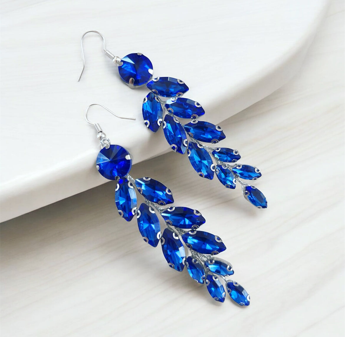 Blue Crystal Statement Earrings