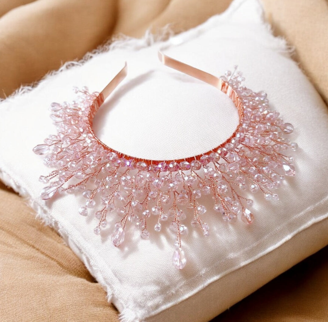 Pink crystal bridal crown